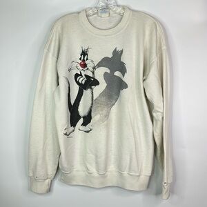 Vintage Santee Slyvester Well Worn White Crewneck Sweatshirt 1993 XL